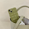 Étui de téléphone à carreaux de couleur unie vert olive