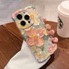 Étui de téléphone avec cordon et motif de fleurs peintes à l'huile