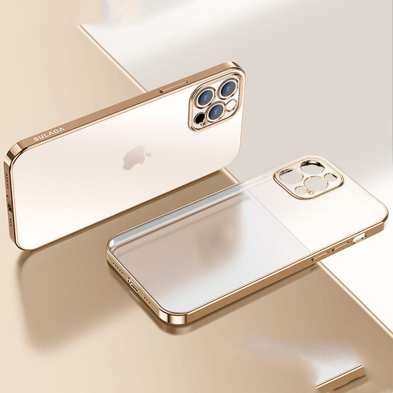 Coque en silicone transparente mate transparente avec cadre carré de luxe