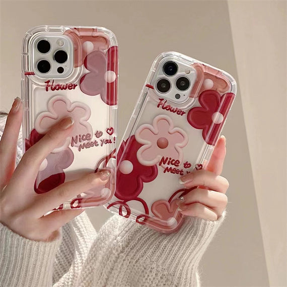 Coque de téléphone rétro à motif de fleurs rouges peintes à l'huile