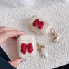 Beige Red Bow Shell Pendant Wireless Earphone Case