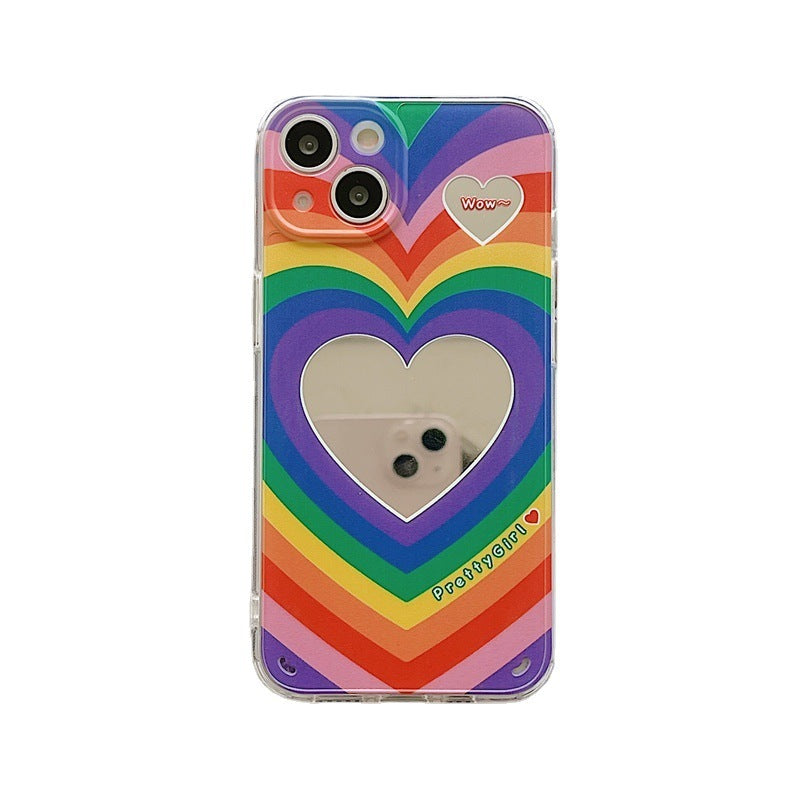Coque de téléphone en silicone effet miroir arc-en-ciel