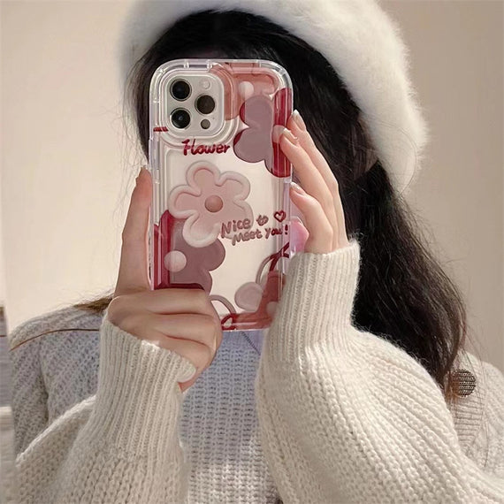 Coque de téléphone rétro à motif de fleurs rouges peintes à l'huile
