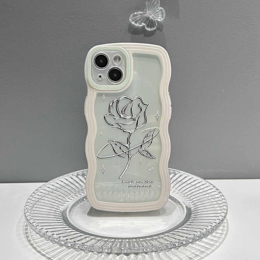 Rose Transparent Phone Case All-inclusive Big Wave Silicone Soft Case