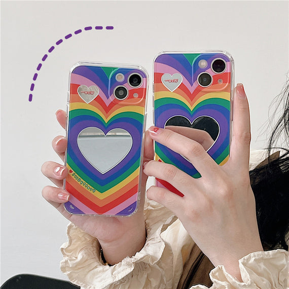 Coque de téléphone en silicone effet miroir arc-en-ciel