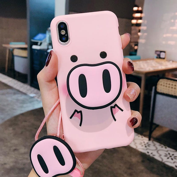 Compatible With  Compatible With , Funny Cartoon PigCase For  X XS Max XR Case For7 6s 8 8 Plus Cover Cute Nose Soft Back Cases Animal Capa