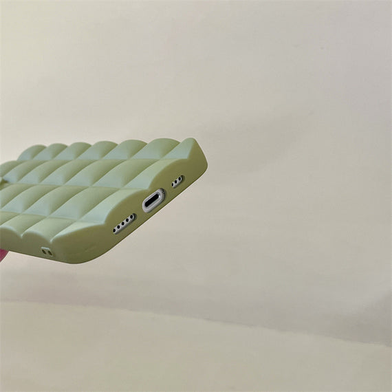 Étui de téléphone à carreaux de couleur unie vert olive