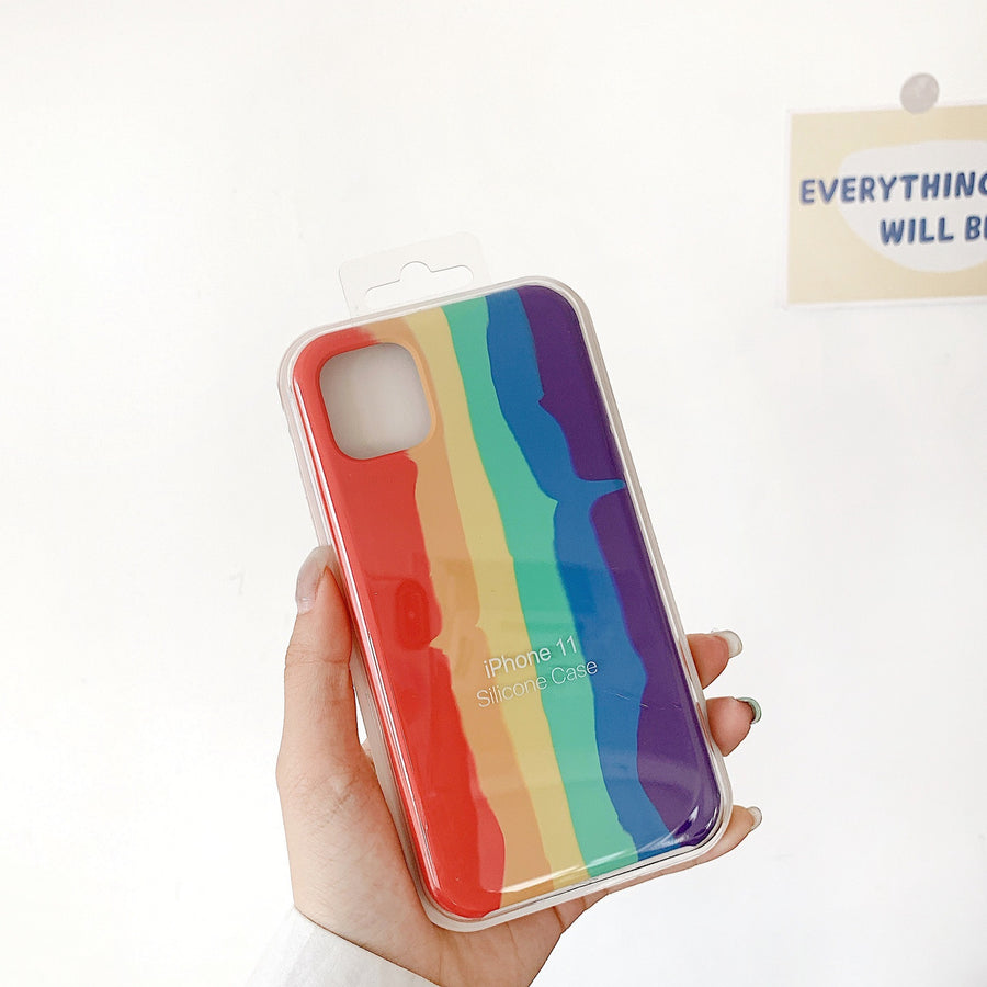 Coque de téléphone en silicone liquide arc-en-ciel créative