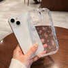 Étui transparent à motif crème de marque tendance pour téléphone 15 pouces, motif fleurs
