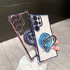 Coque de téléphone S23 avec support magnétique rotatif et anti-chute aux quatre coins, galvanoplastie