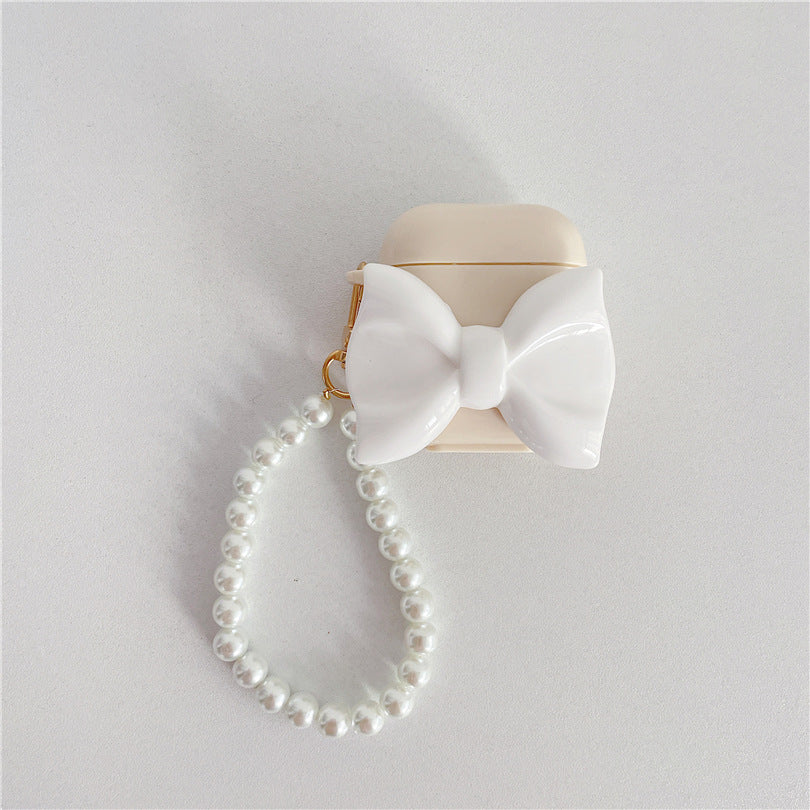 Simple Solid Color Bow Protection Soft Case Earphone Case