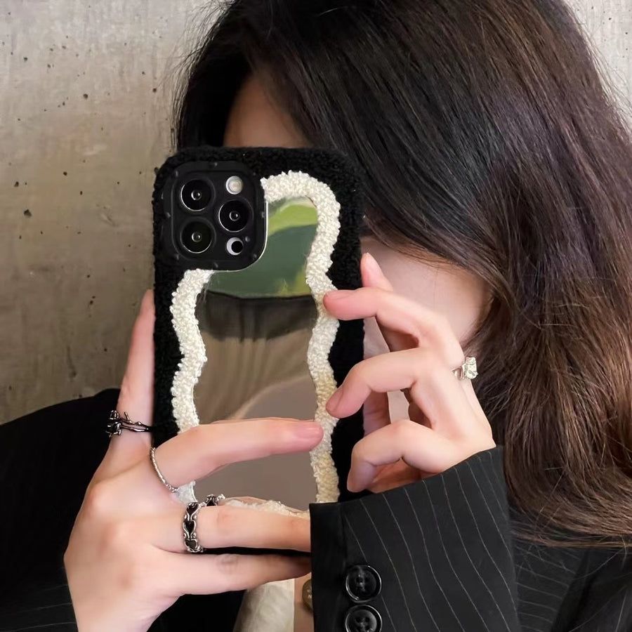 Plush Patch Mirror Mobile Phone Shell