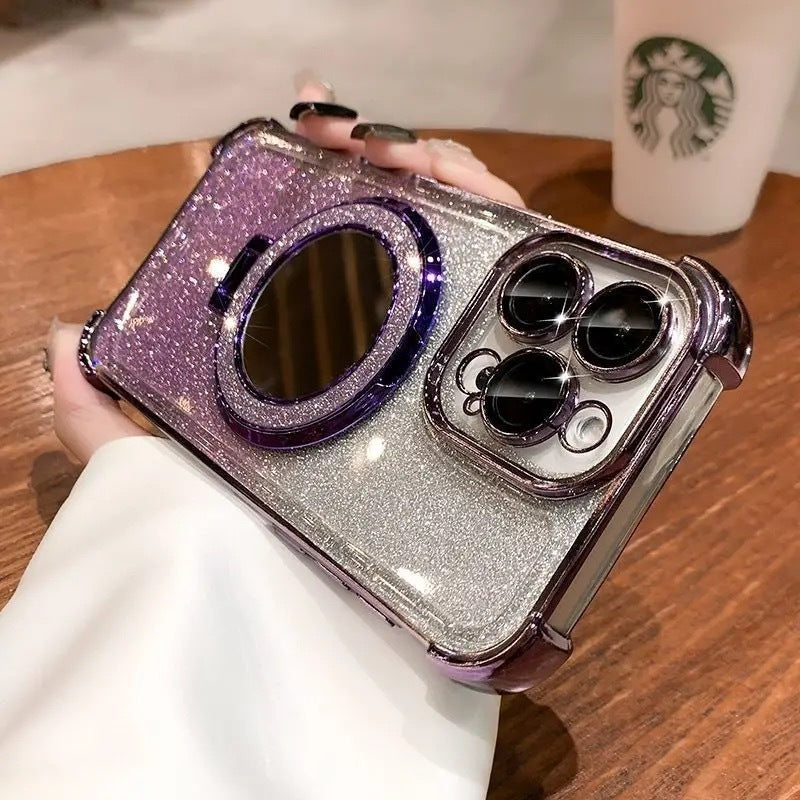 Magnetic Bracket Phone Case With Lens Protector Four Corners Drop-resistant