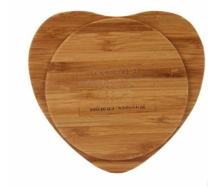 Natürliche Herzform Bambus Wireless Charger Ladepad für