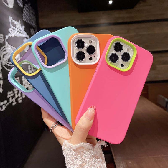 Étui de protection 3 en 1 pour téléphone portable, couleur contrastée