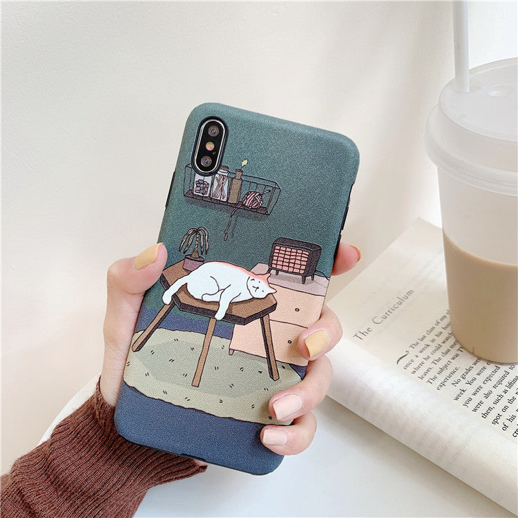Embossed Cat Net Red Cartoon Mobile Phone Case