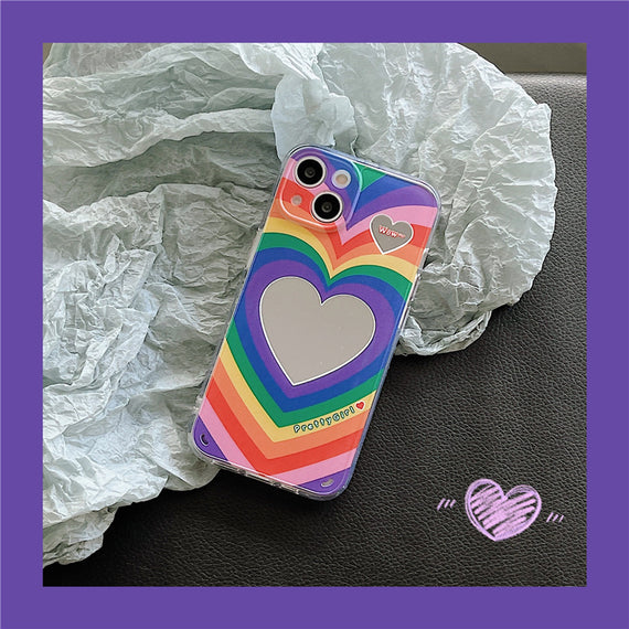 Coque de téléphone en silicone effet miroir arc-en-ciel