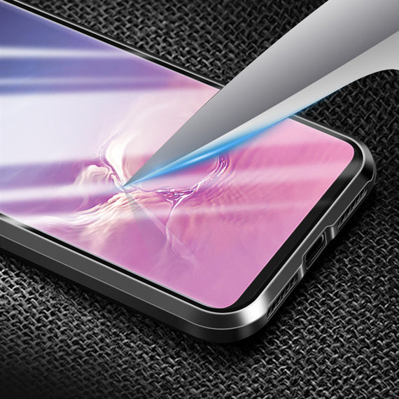 Étui pour téléphone portable avec bord métallique magnétique double face