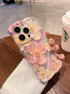 Étui de téléphone avec cordon et motif de fleurs peintes à l'huile