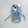 Electroplating Air Cushion Silver Phone Case Shoelace Bow Protective Cover