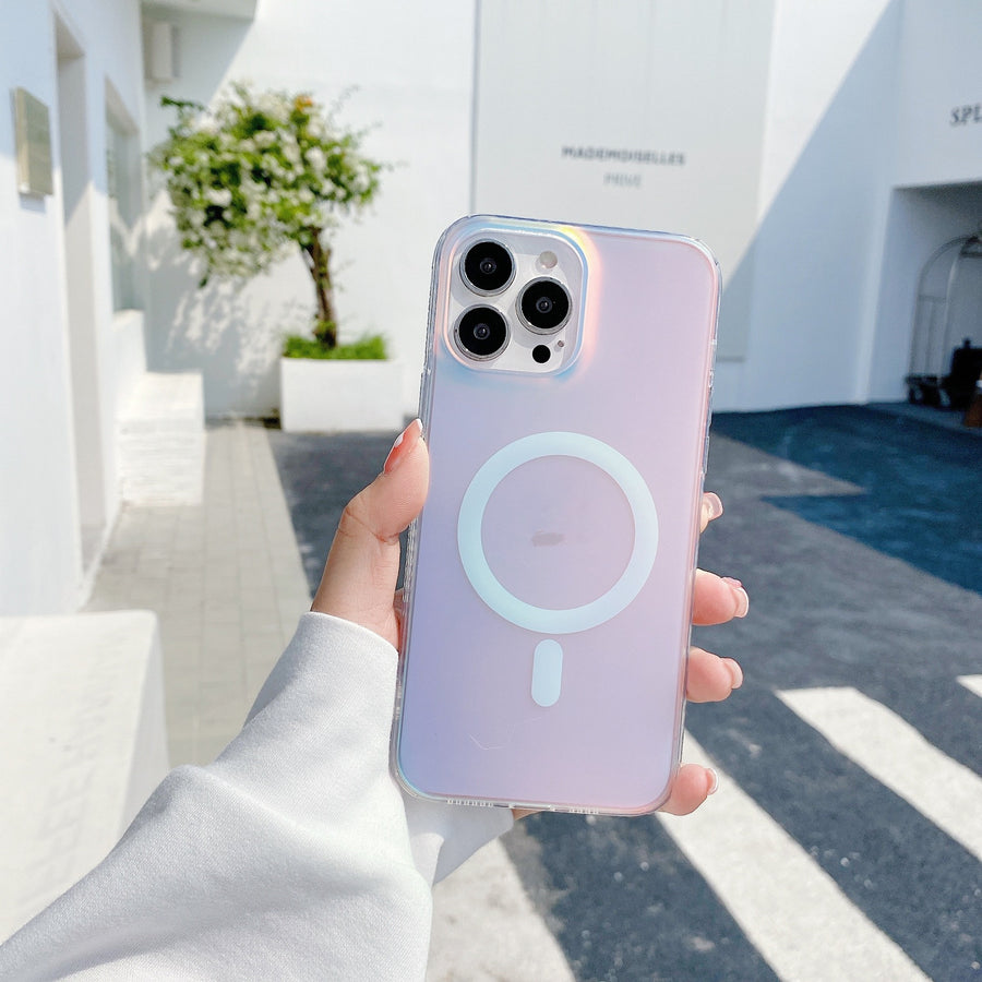 Étui magnétique transparent givré pour téléphone portable