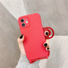 Simple Solid Color Messenger Lanyard Liquid Silicone Fine Hole Mobile Phone Case