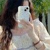Coque de téléphone à imprimé double couche, motif petites fleurs violettes