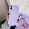 Simple Solid Color Messenger Lanyard Liquid Silicone Fine Hole Mobile Phone Case