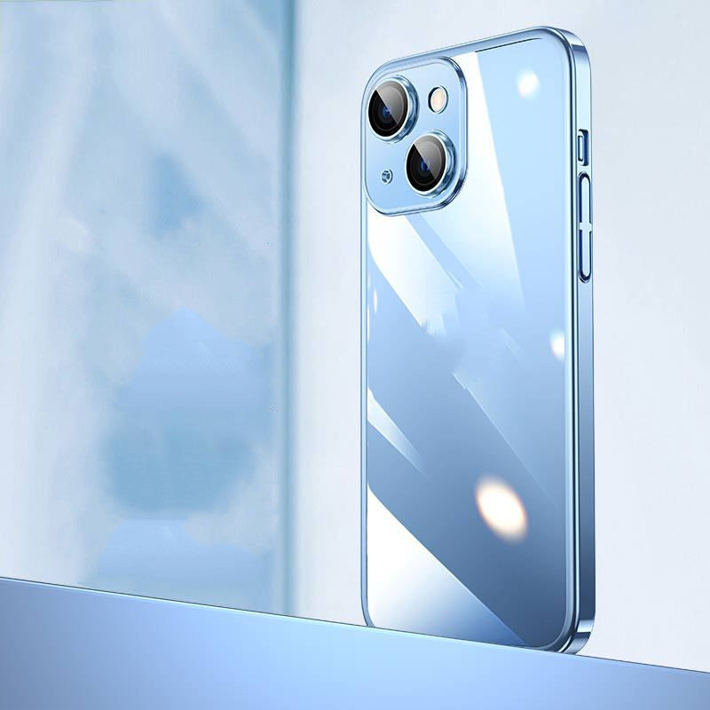 Coque de téléphone en polycarbonate galvanisé avec filet anti-poussière et film pour objectif