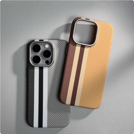 Étui de protection magnétique pour téléphone portable, résistant aux chutes, motif fibre de carbone