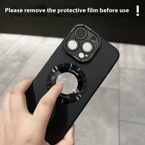 Coque de téléphone givrée avec monture en métal
