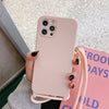 Simple Solid Color Messenger Lanyard Liquid Silicone Fine Hole Mobile Phone Case