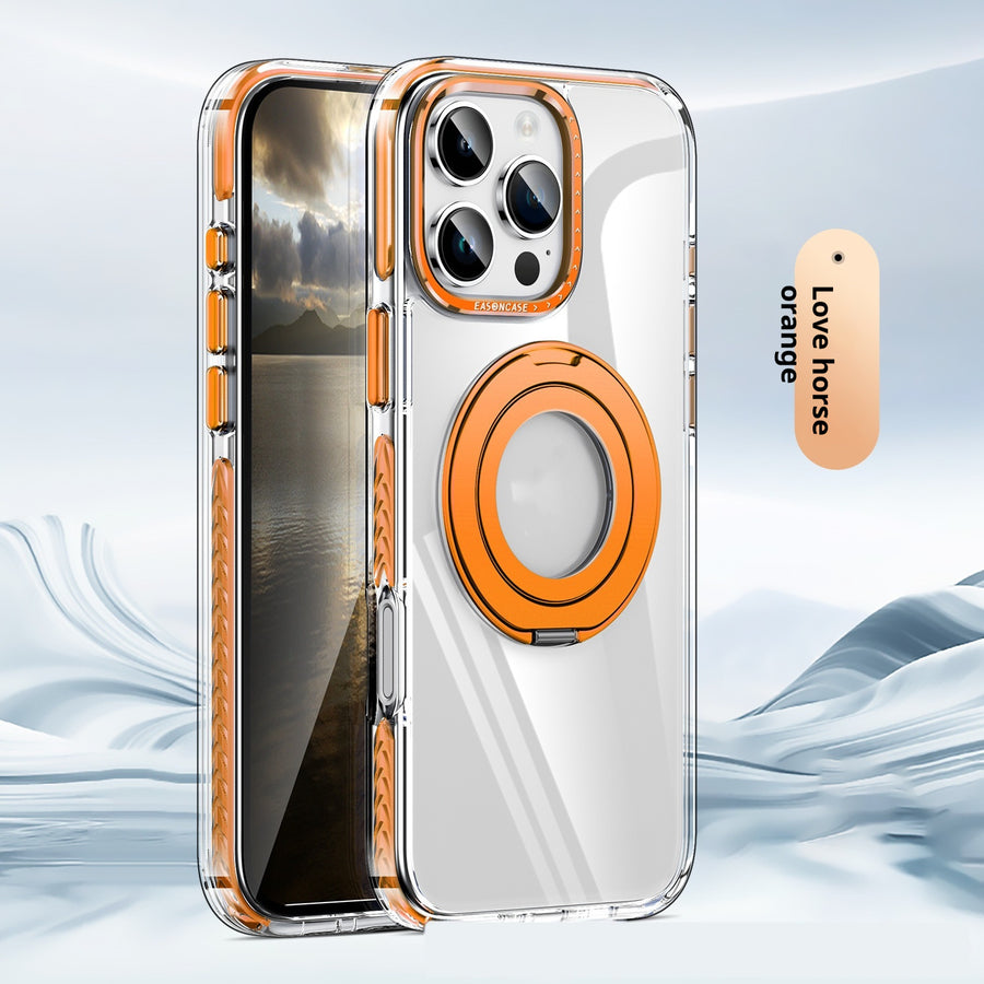 Phone Case Transparent 360 Magnetic Rotating Bracket Drop-resistant