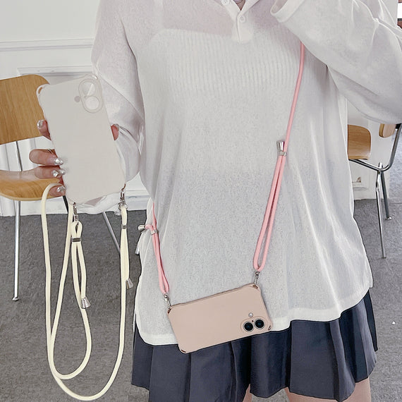 Four-corner Cross Lanyard Liquid Silicone Phone Case Soft Case