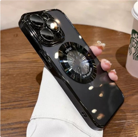Étui de téléphone avec loupe magnétique en polycarbonate galvanisé