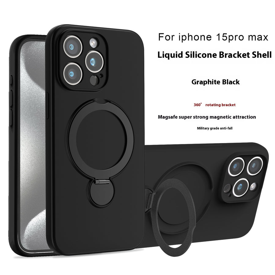 Liquid Silicone Magnetic Bracket Phone Case Applicable Anti-fall
