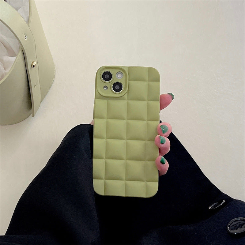 Étui de téléphone à carreaux de couleur unie vert olive