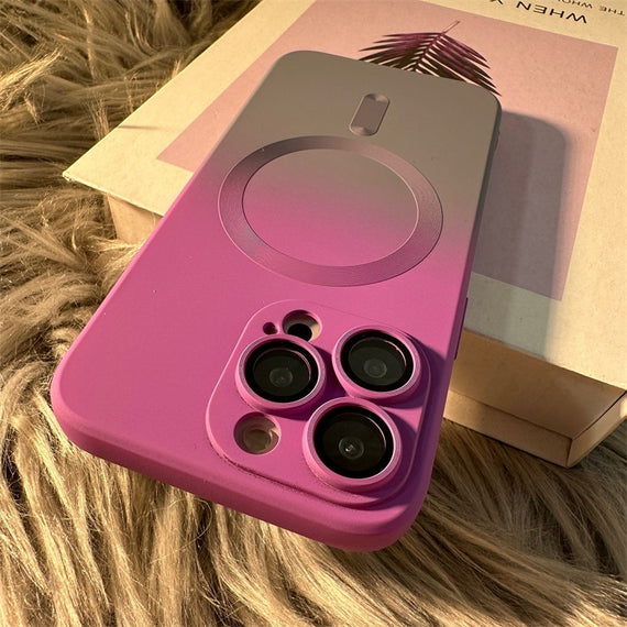 Coque magnétique en silicone liquide bicolore dégradée pour téléphone