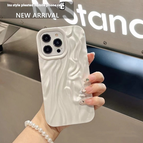 Étui de téléphone plissé simple et haut de gamme, tout-assorti