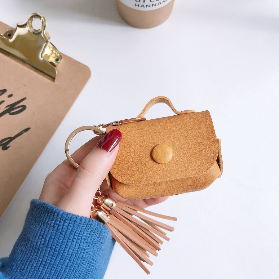 Compatible avec Apple, étui en cuir à pompon pour Airpods Pro