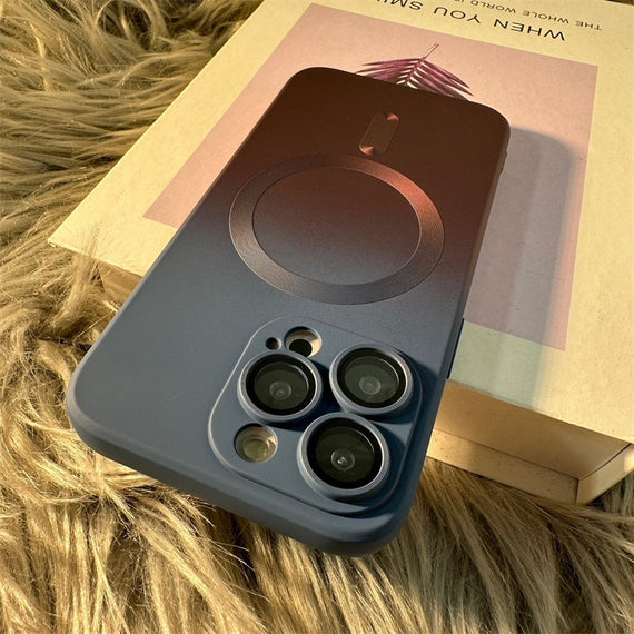 Coque magnétique en silicone liquide bicolore dégradée pour téléphone