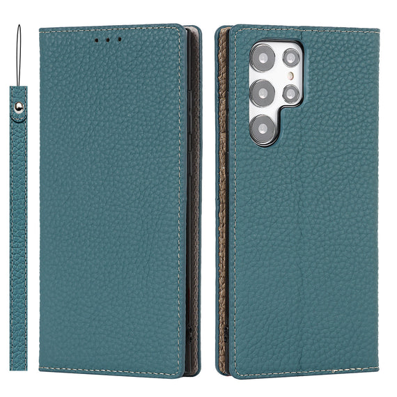 Étui en cuir Litchi pour Galaxy S24 Ultra