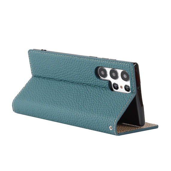 Étui en cuir Litchi pour Galaxy S24 Ultra