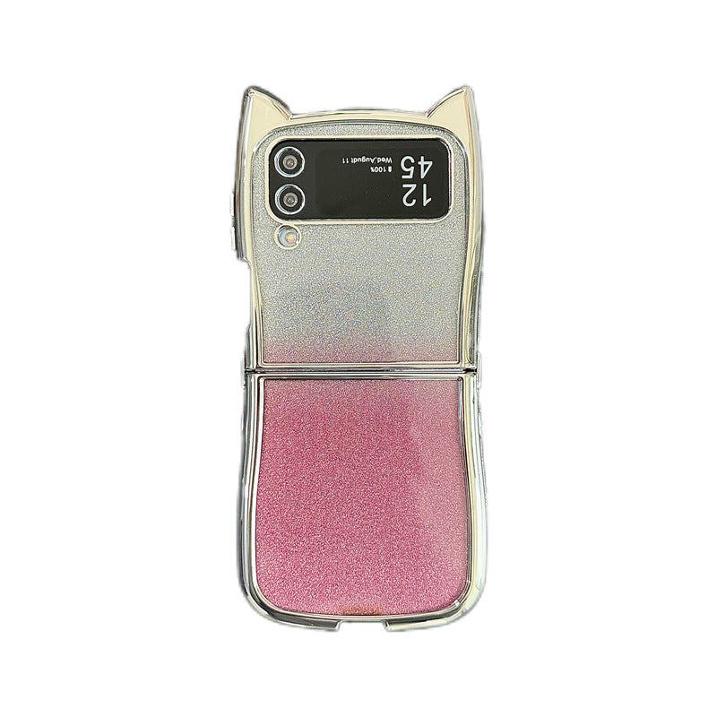 Electroplating Cat Ear Gradient Folding Phone Case
