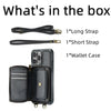 Wallet Case with Card Holder for iPhone 16 15 14 13 12 11ProMax RFID Blocking PU Leather Folio Shockproof Cover Strap Zipper