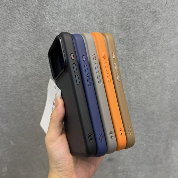Luxury Double Color Matte Shockproof Phone Case For iPhone 17 Pro Max 17Air 17Pro Cases Metal Side Button PC+TPU Bumper Cover