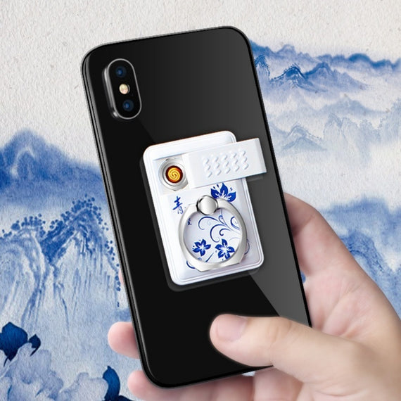 Multifunktionaler tragbarer Telefonhalter aus blauem und weißem Porzellan für Zigarettenanzünder