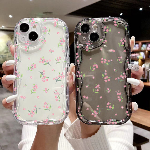 Étui transparent à motif crème de marque tendance pour téléphone 15 pouces, motif fleurs