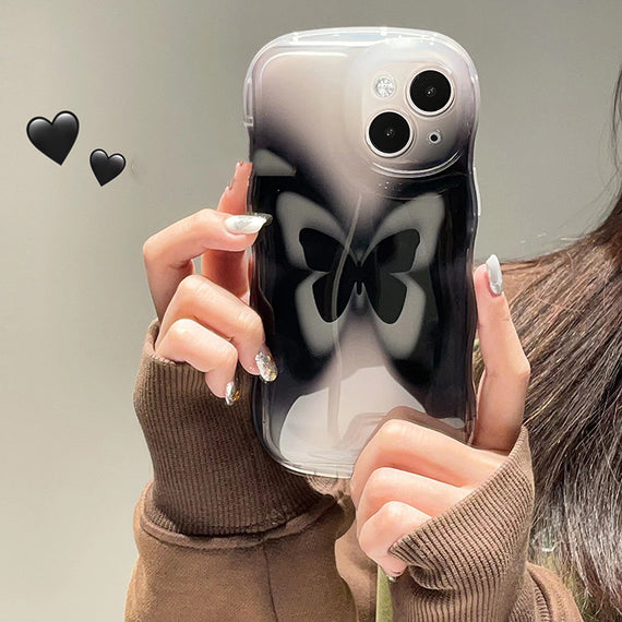 Ins Niche Dizzy Dye Papillon noir adapté aux coques de téléphone IP