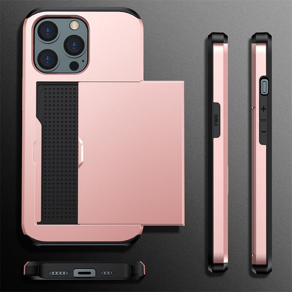 Étui de protection pour téléphone portable, coque coulissante, porte-cartes, deux en un, anti-chute, porte-cartes de crédit